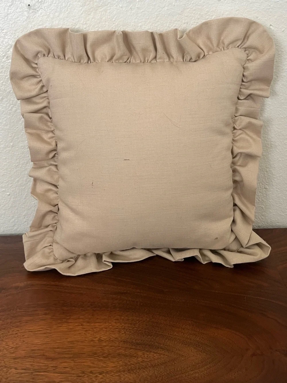 Vintage 90s Cross-Stitch Embroidered Pheasant Ruffle Pillow